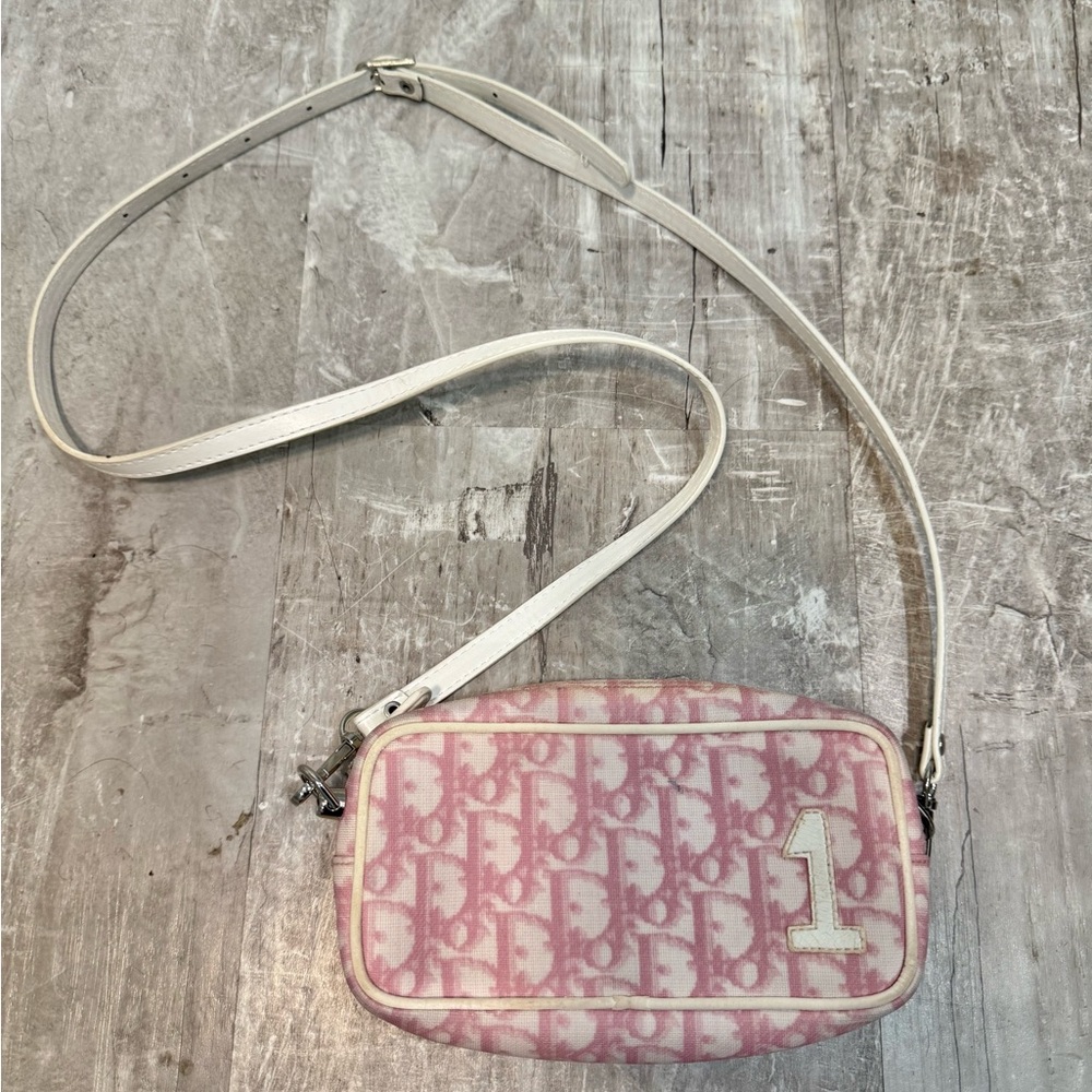 Authentic Vintage DIOR  diorissimo trotter crossbody Bag authentic pink white